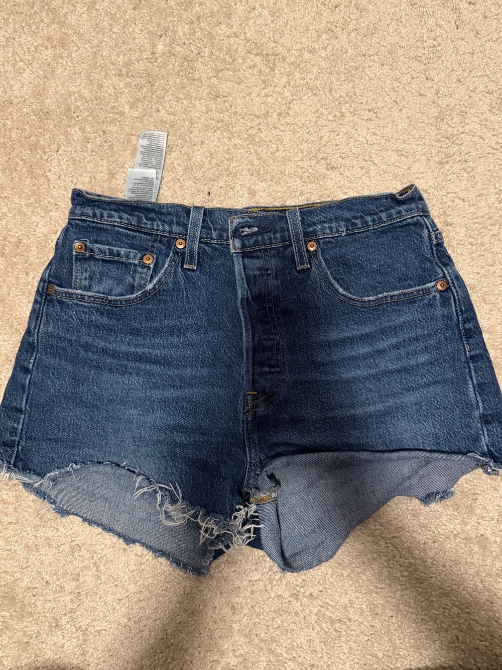 Levi's Dark Blue Cutoff Denim Shorts with Frayed Hem